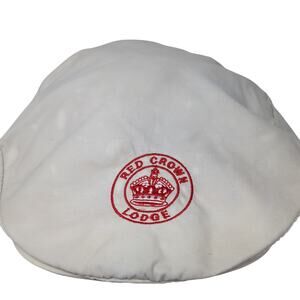 Red Crown Lodge Strapback Newsboy Cap White One Size Embroidered Derby Cap